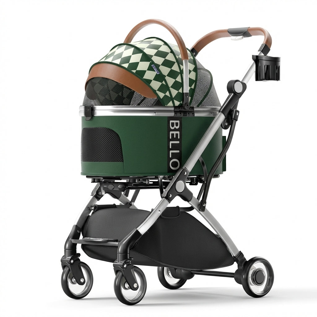 Haubenloser Haustier-Kinderwagen mit abnehmbarem Träger und wasserdicht bis 15 kg