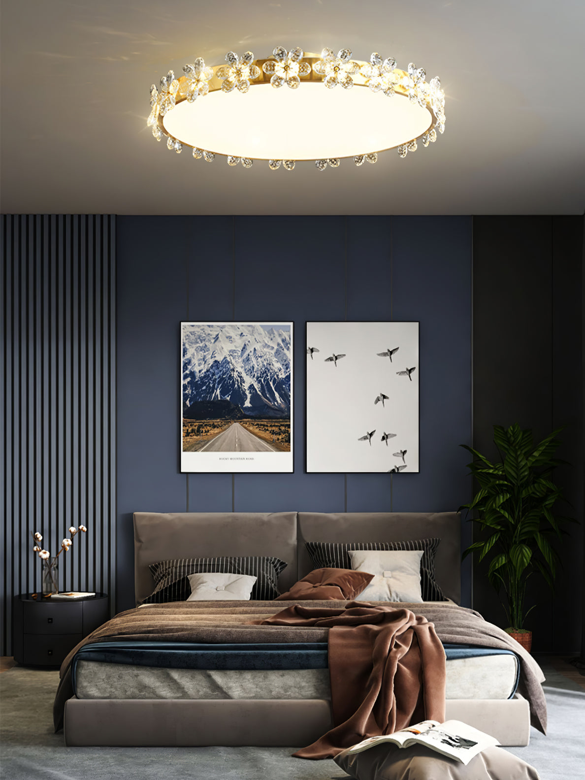 LioraBloom | Ceiling Lamp With Crystal Petals Soft Glow