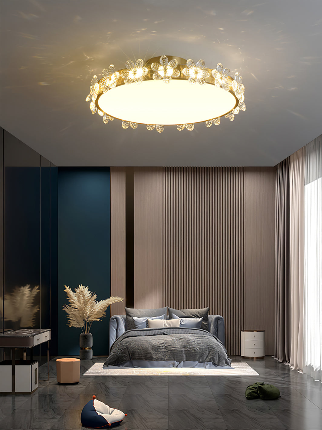 LioraBloom | Ceiling Lamp With Crystal Petals Soft Glow