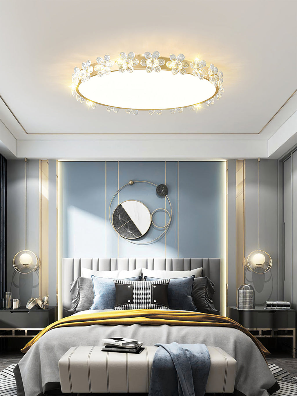LioraBloom | Ceiling Lamp With Crystal Petals Soft Glow