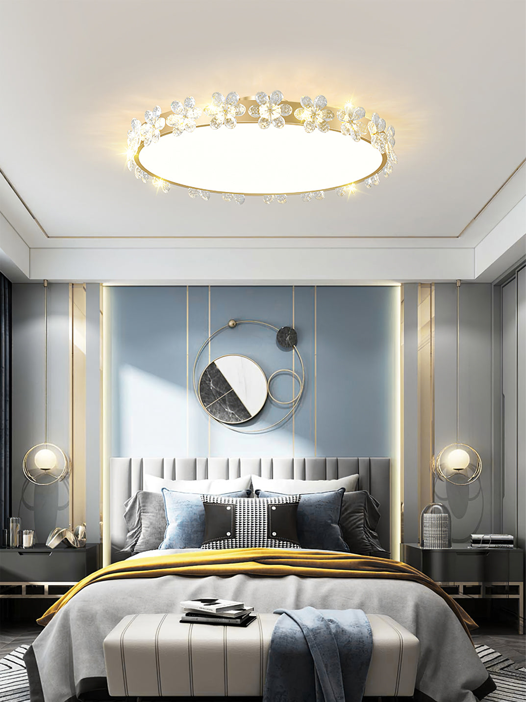 LioraBloom | Ceiling Lamp With Crystal Petals Soft Glow