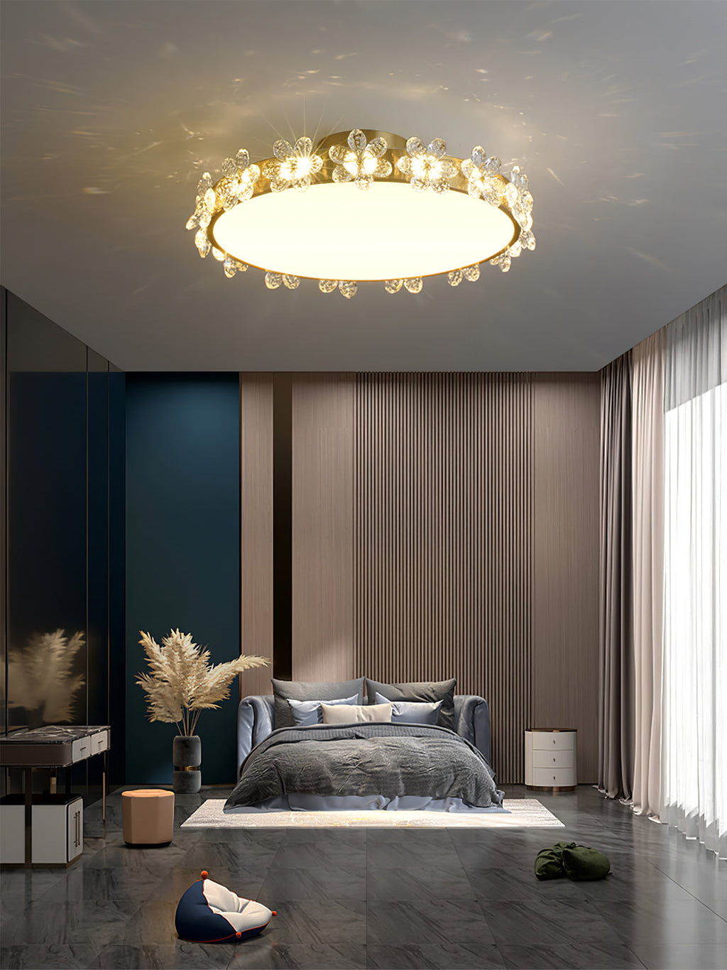 LioraBloom | Ceiling Lamp With Crystal Petals Soft Glow