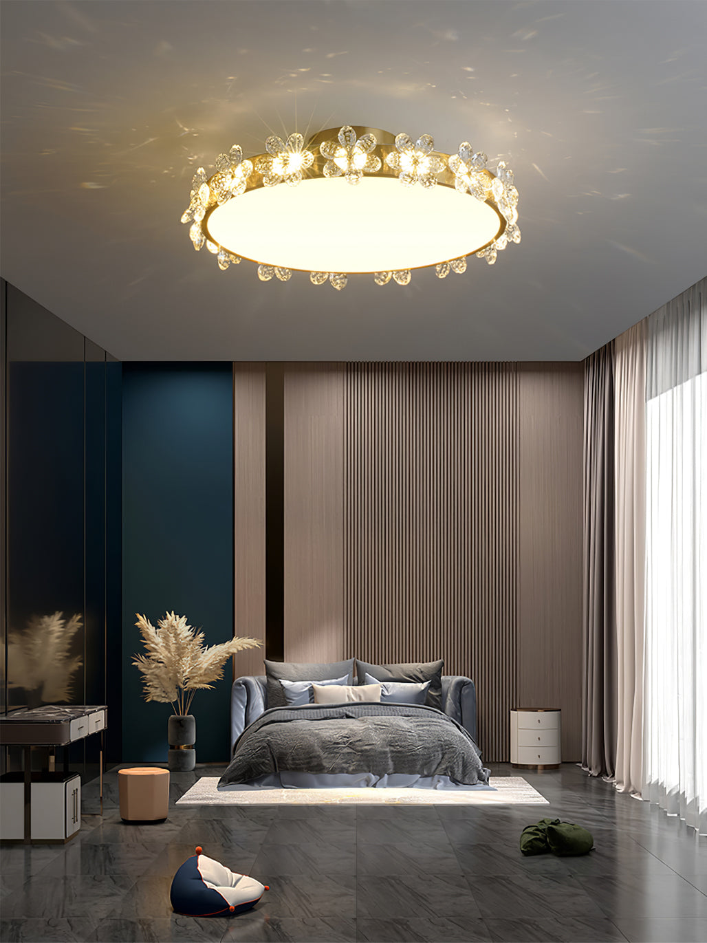 LioraBloom | Ceiling Lamp With Crystal Petals Soft Glow