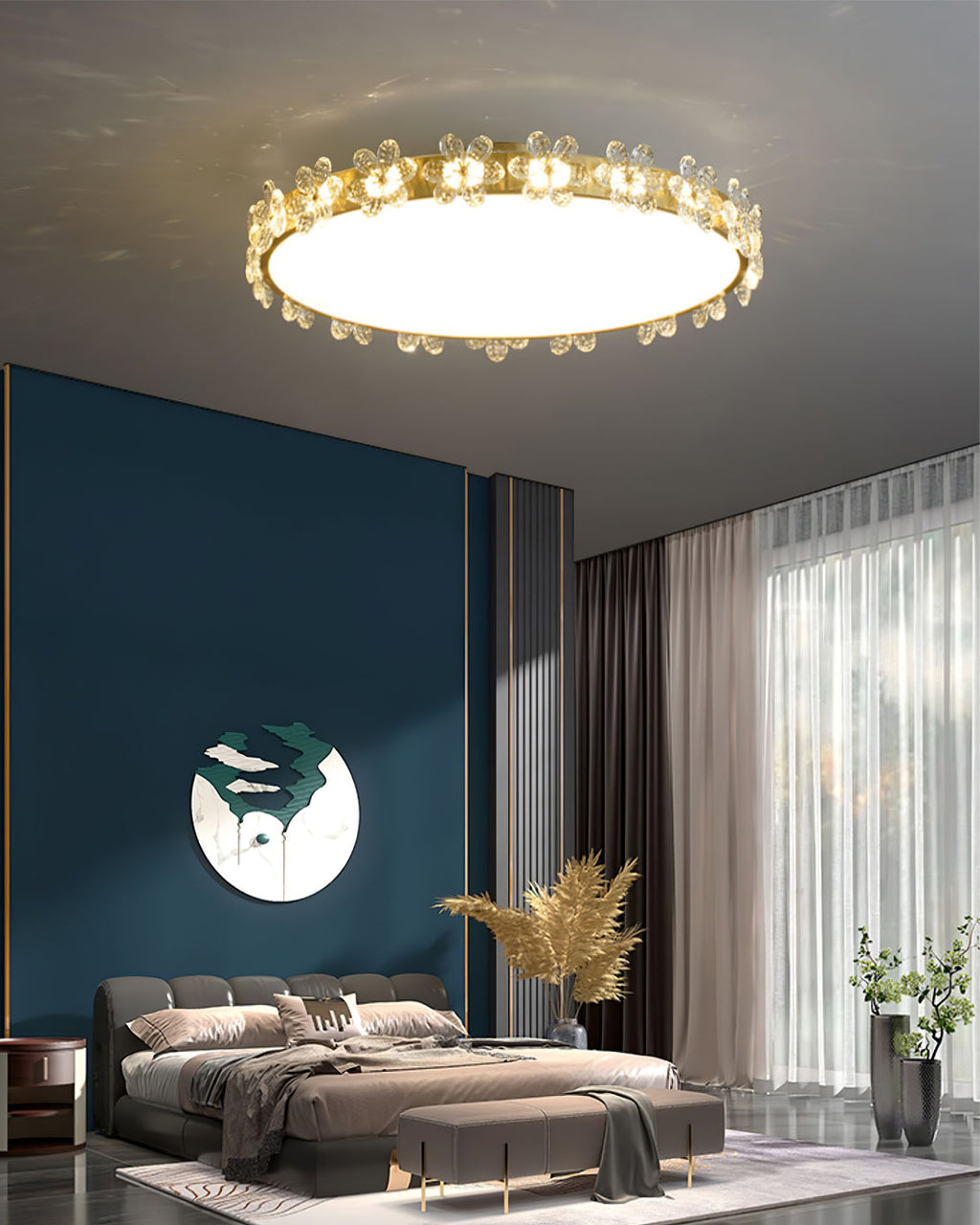 LioraBloom | Ceiling Lamp With Crystal Petals Soft Glow