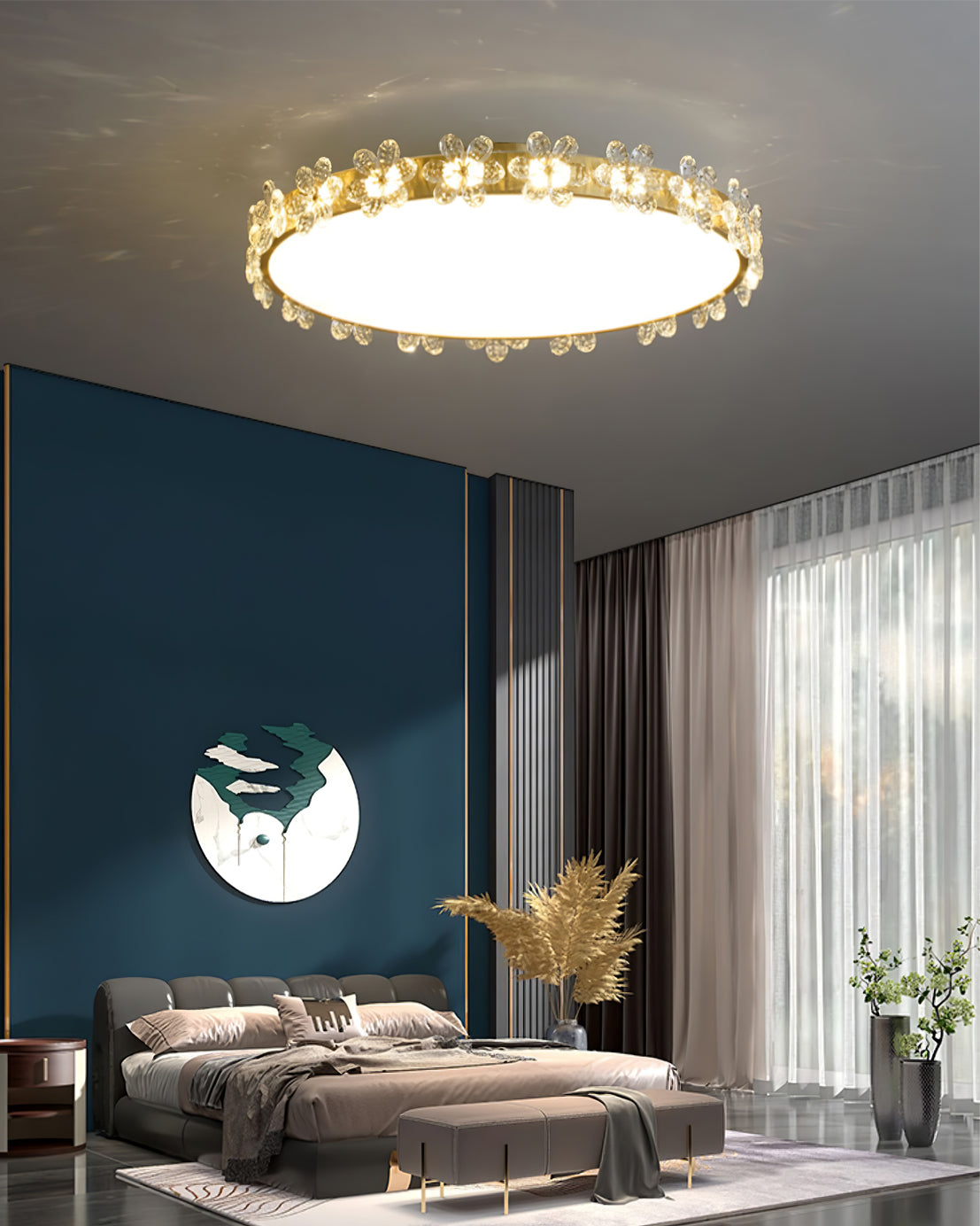 LioraBloom | Ceiling Lamp With Crystal Petals Soft Glow