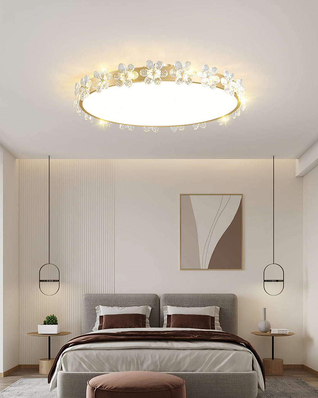 LioraBloom | Ceiling Lamp With Crystal Petals Soft Glow