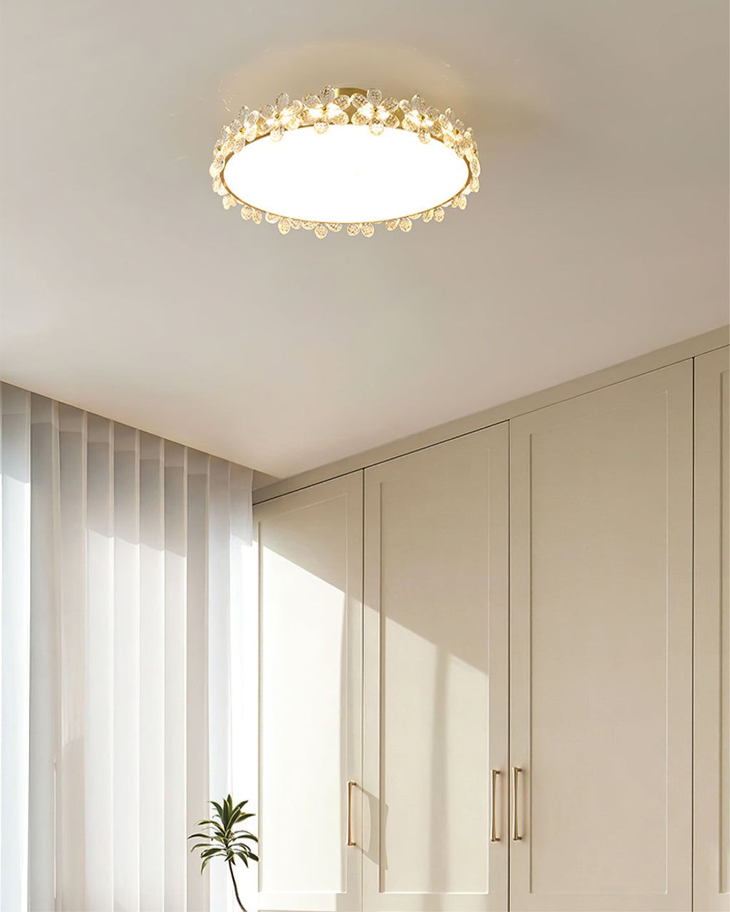 LioraBloom | Ceiling Lamp With Crystal Petals Soft Glow