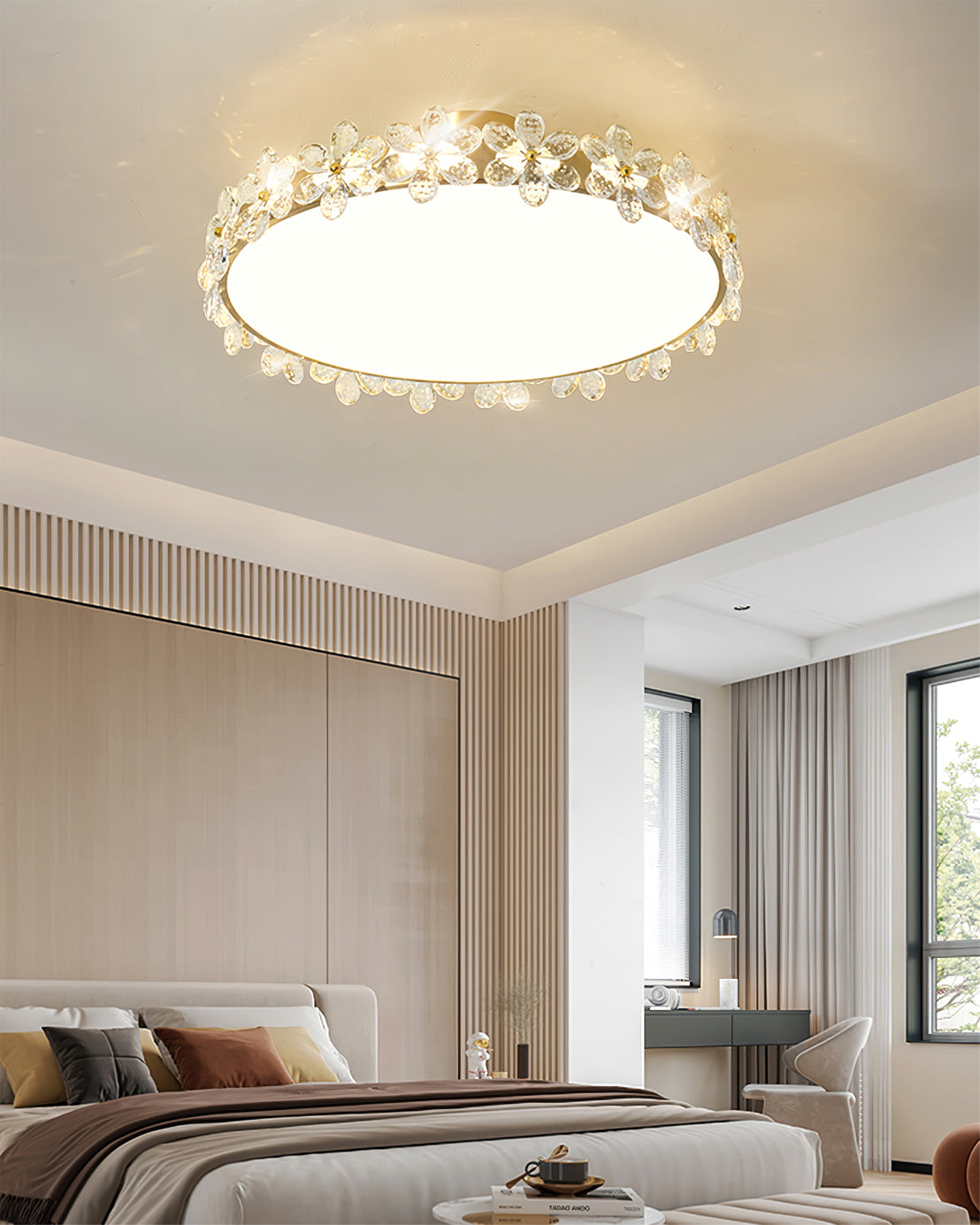 LioraBloom | Ceiling Lamp With Crystal Petals Soft Glow