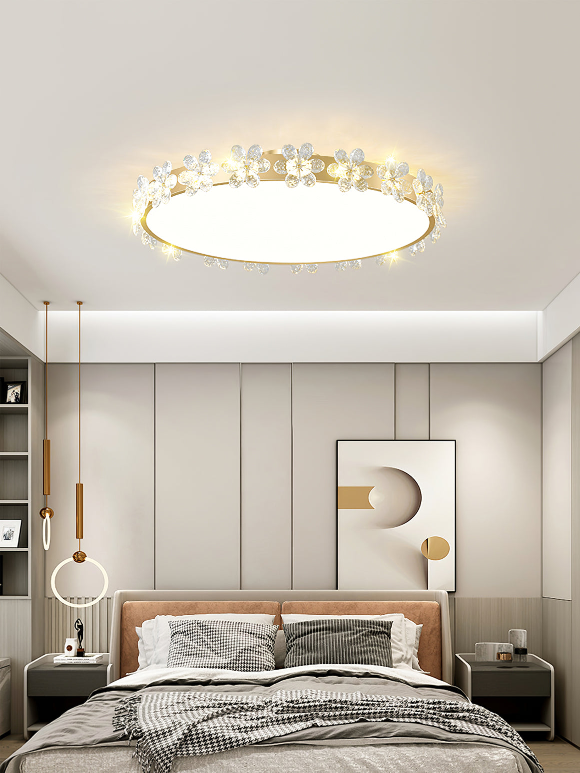 LioraBloom | Ceiling Lamp With Crystal Petals Soft Glow