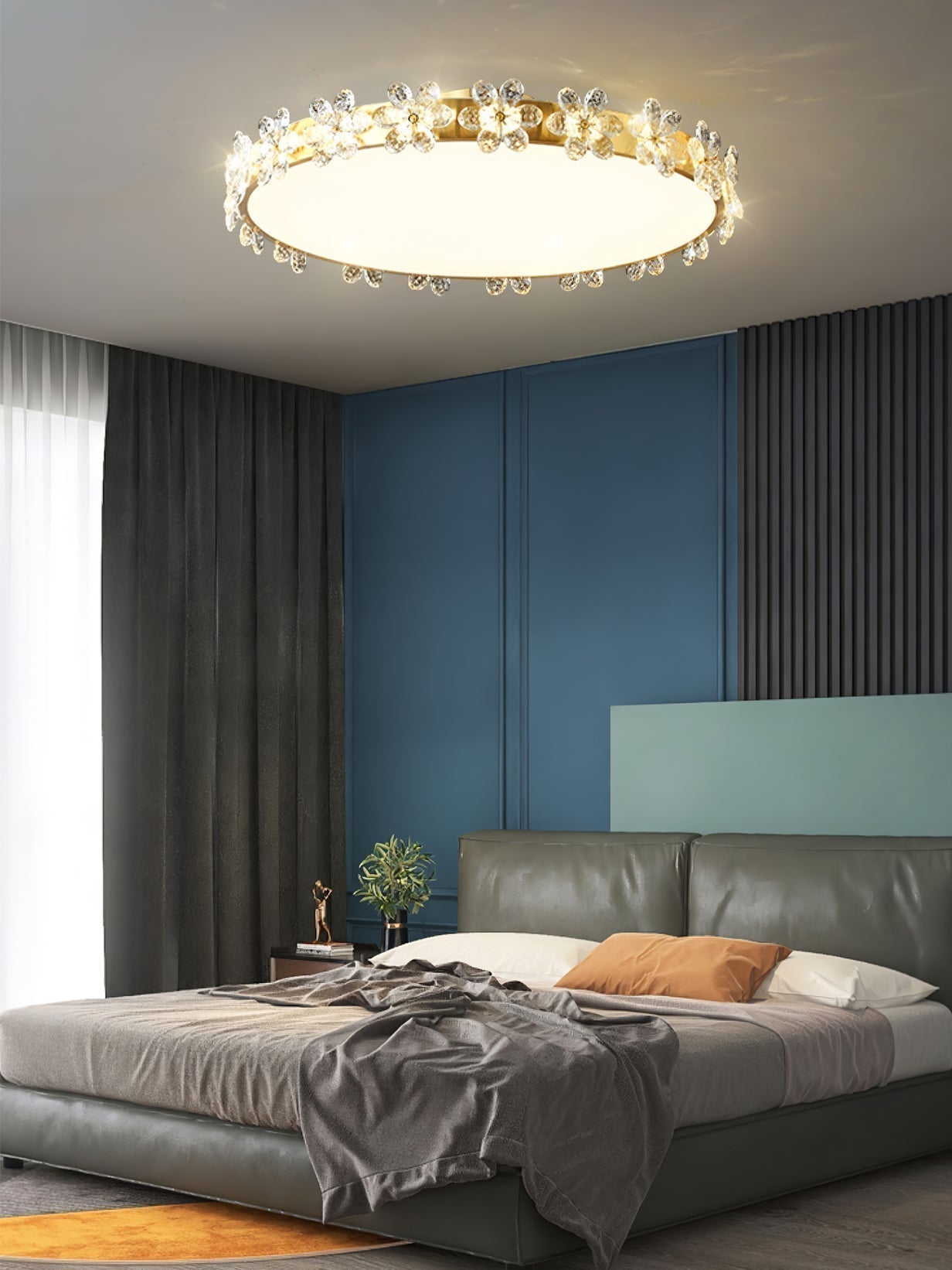 LioraBloom | Ceiling Lamp With Crystal Petals Soft Glow