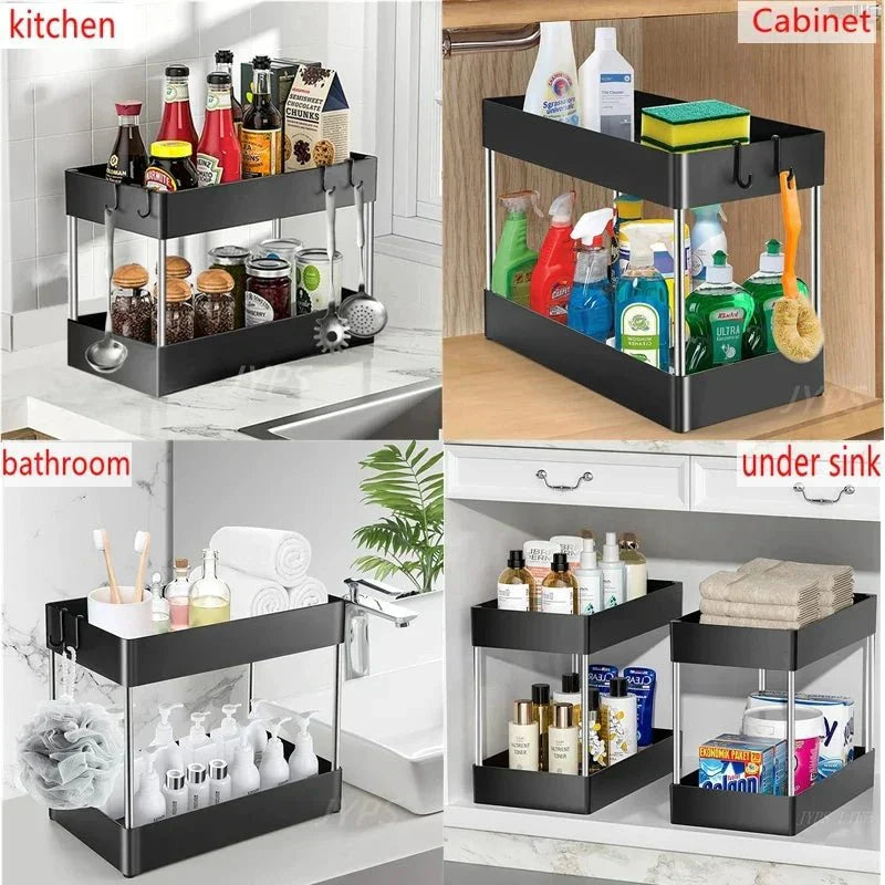 SORTLIVA Under-Sink Shelf Including Hanging Cup For Better Organization