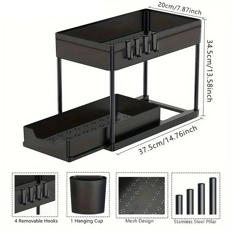 SORTLIVA Under-Sink Shelf Including Hanging Cup For Better Organization