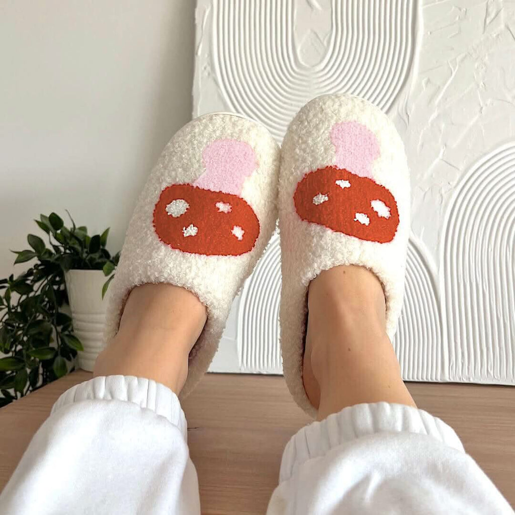 LunaNest Plush Slippers for Women With Warmth and Heart Motif for Home