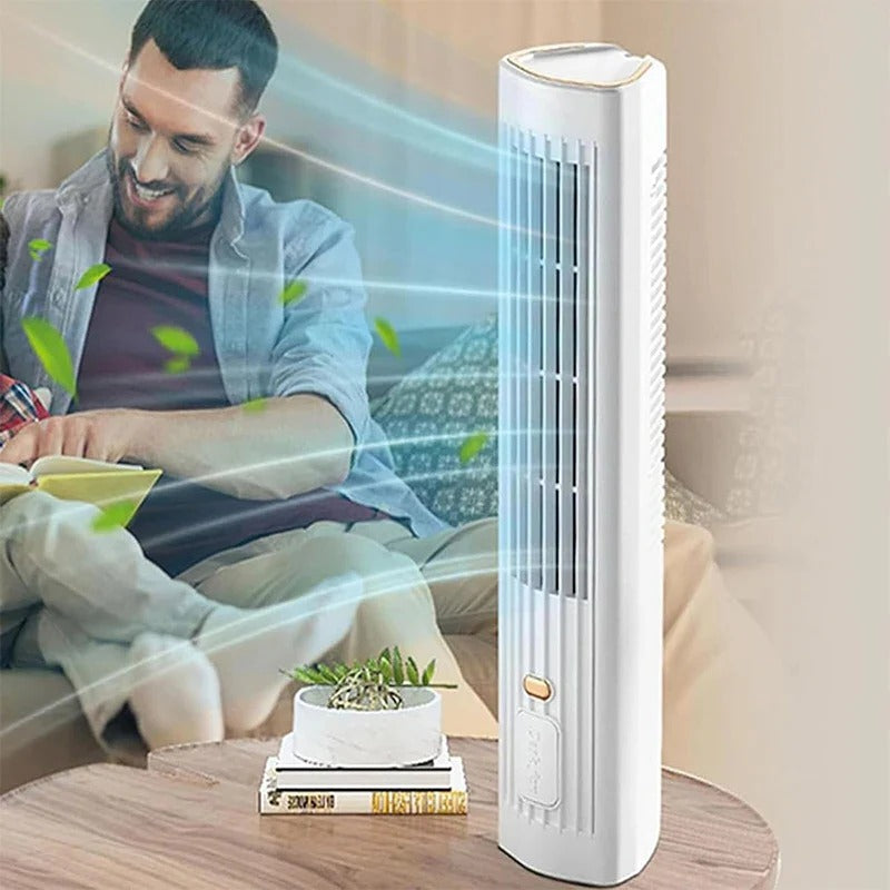 Ventilador de torre sin aspas y sin cable con batería recargable alimentada por USB para enfriar en casa y oficina