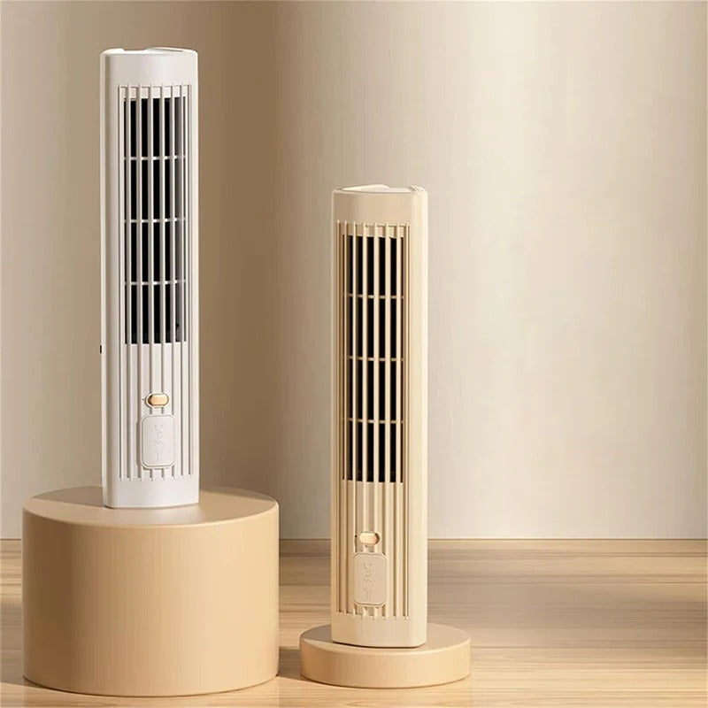 Ventilador de torre sin aspas y sin cable con batería recargable alimentada por USB para enfriar en casa y oficina