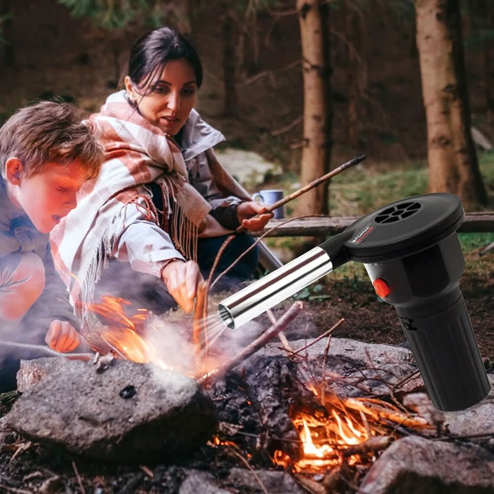 Bærbar grillblæser til hurtig optænding ved udendørs grillfester og campingvogne