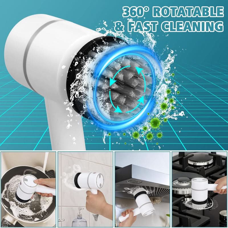 NovaScrub Electric Cleaning Brush For Busy Homes With 360 Rotation Swappable Heads