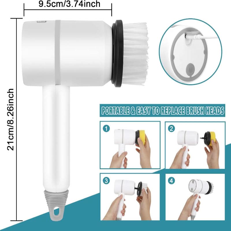 NovaScrub Electric Cleaning Brush For Busy Homes With 360 Rotation Swappable Heads