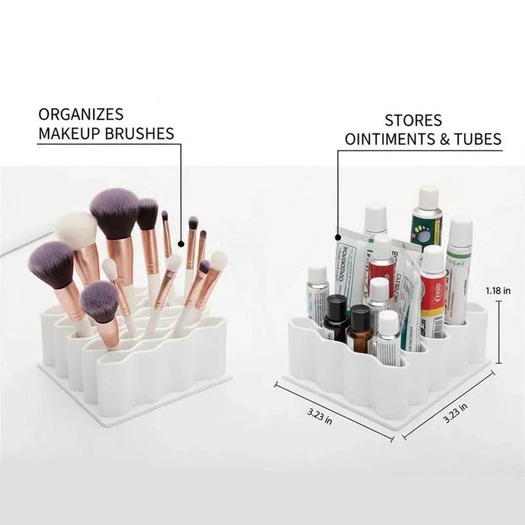 HONEYGRID Makeup Organizer With Honeycomb Grid For Clear Organization