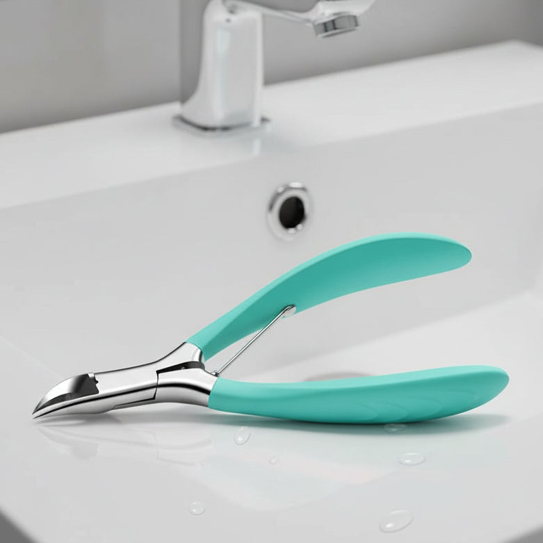 Senior tåneglklipper, ergonomisk rustfritt stål, 25-graders blad for tykke negler