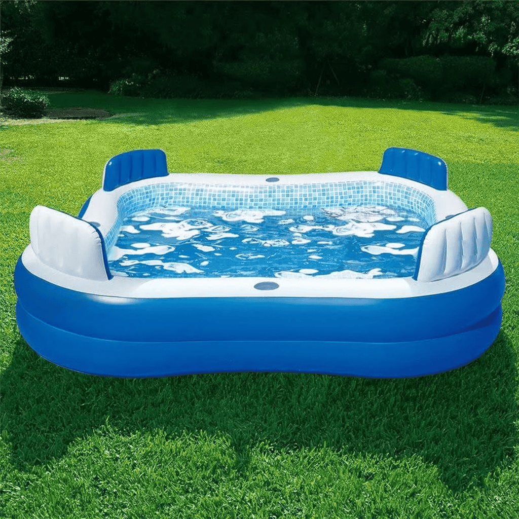 Compagnien Family Sized Inflatable Pool With Cushioned Seats And Cover