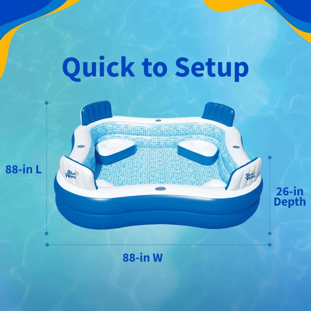 Compagnien Family Sized Inflatable Pool With Cushioned Seats And Cover
