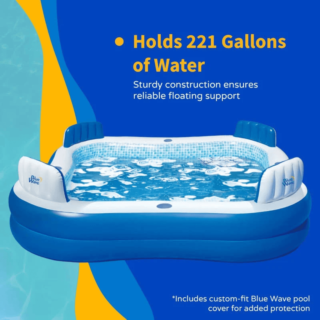 Compagnien Family Sized Inflatable Pool With Cushioned Seats And Cover