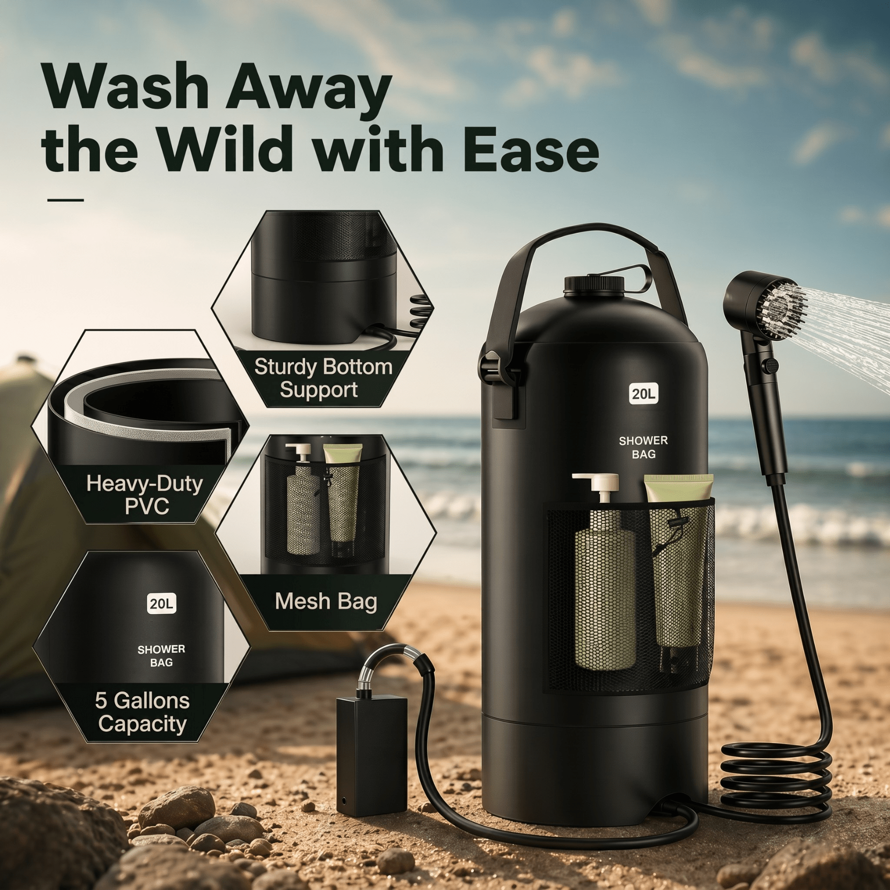 Compagnien Portable Camping Shower Kit for Outdoor Adventures