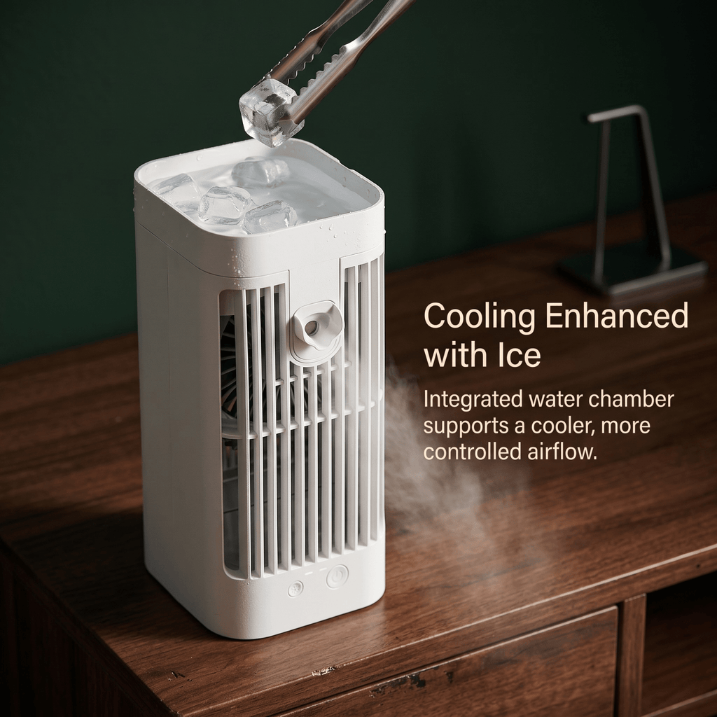 Přenosný stolní ventilátor Tenax s mlžením pro osobní ochlazení u stolu