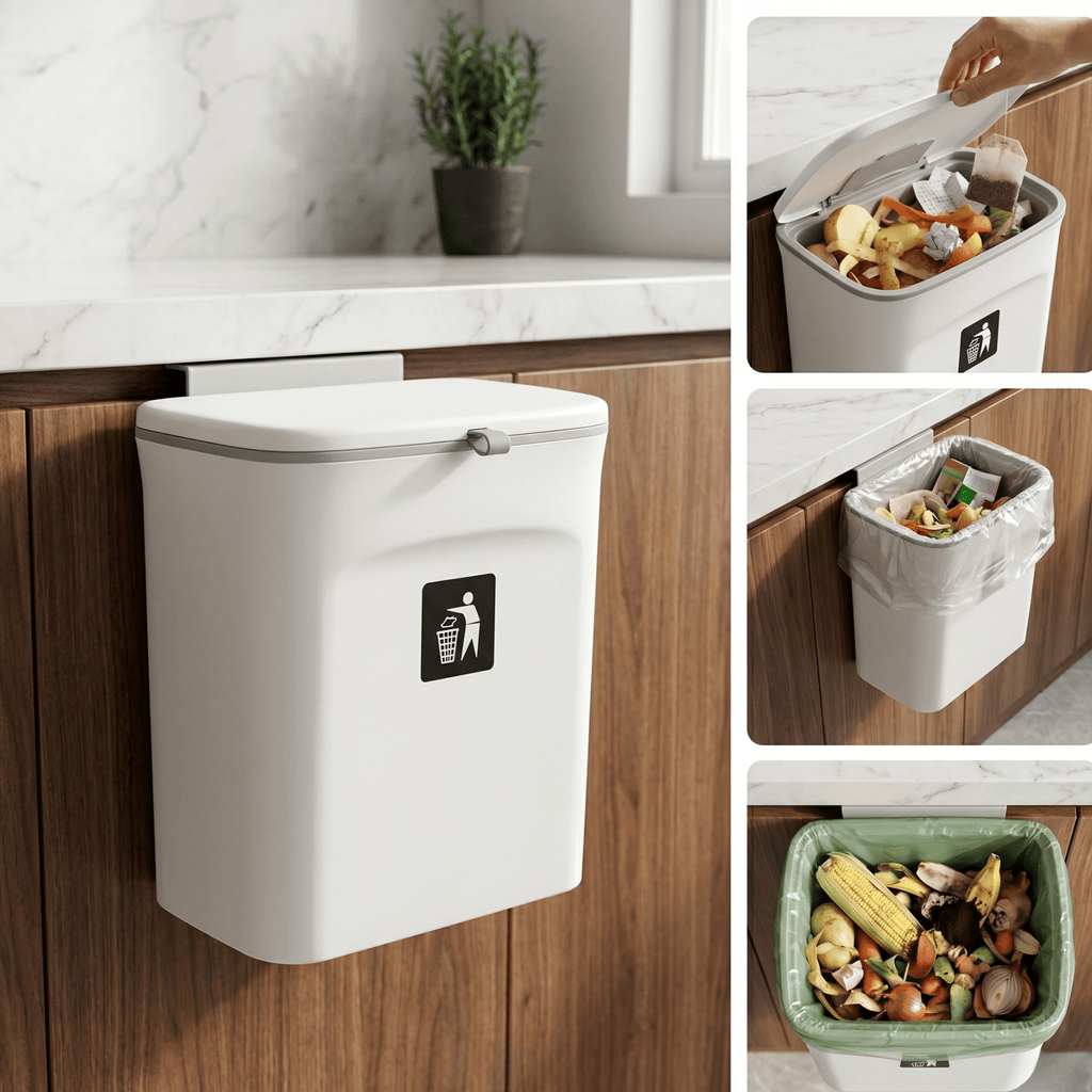 Mountable Kitchen Bin For Indoor Food Scraps And Waste