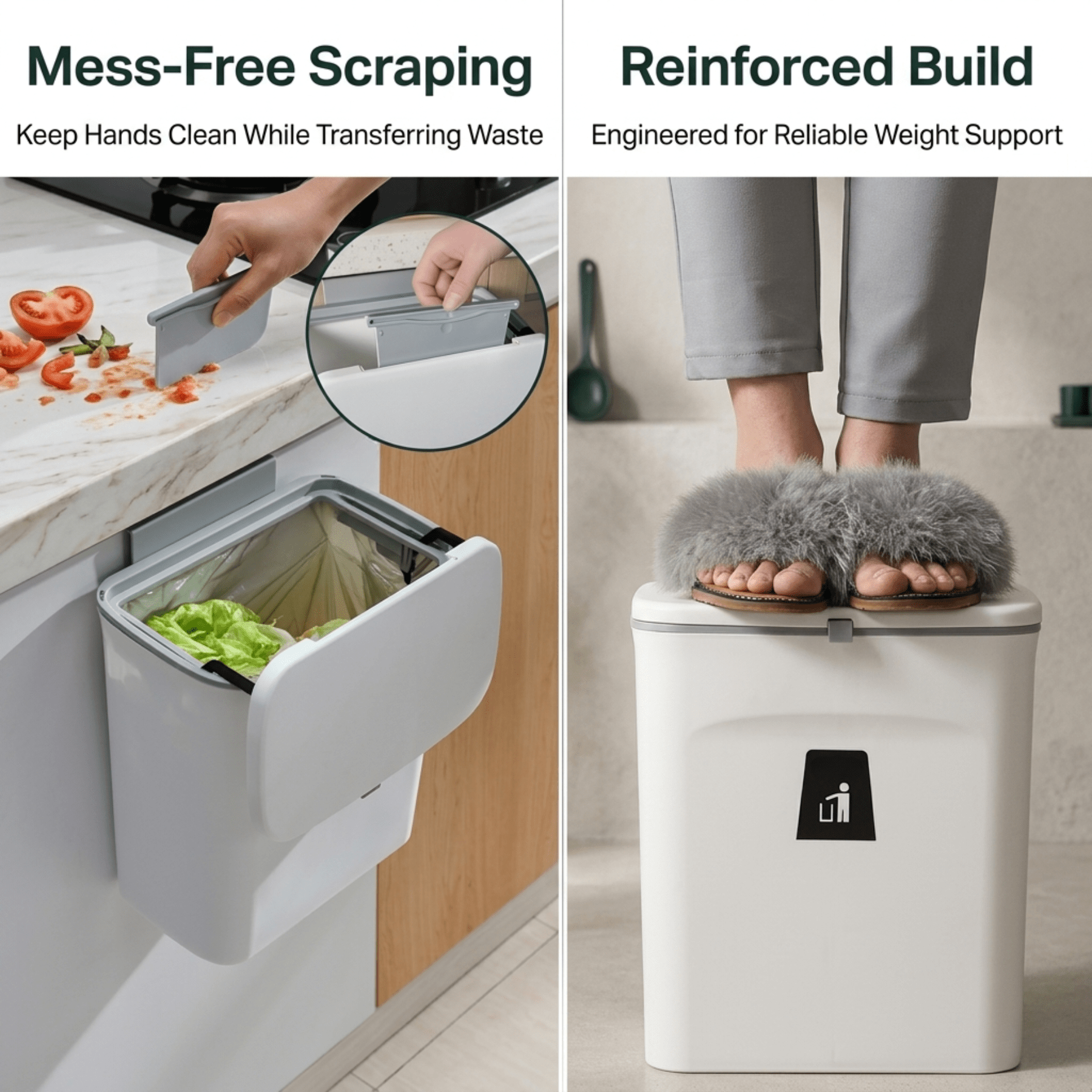 Mountable Kitchen Bin For Indoor Food Scraps And Waste