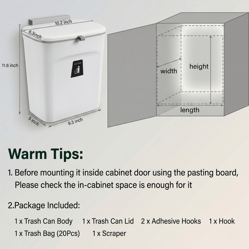 Mountable Kitchen Bin For Indoor Food Scraps And Waste
