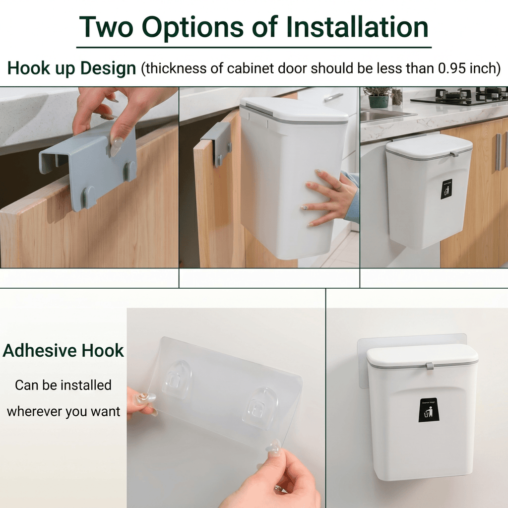 Mountable Kitchen Bin For Indoor Food Scraps And Waste
