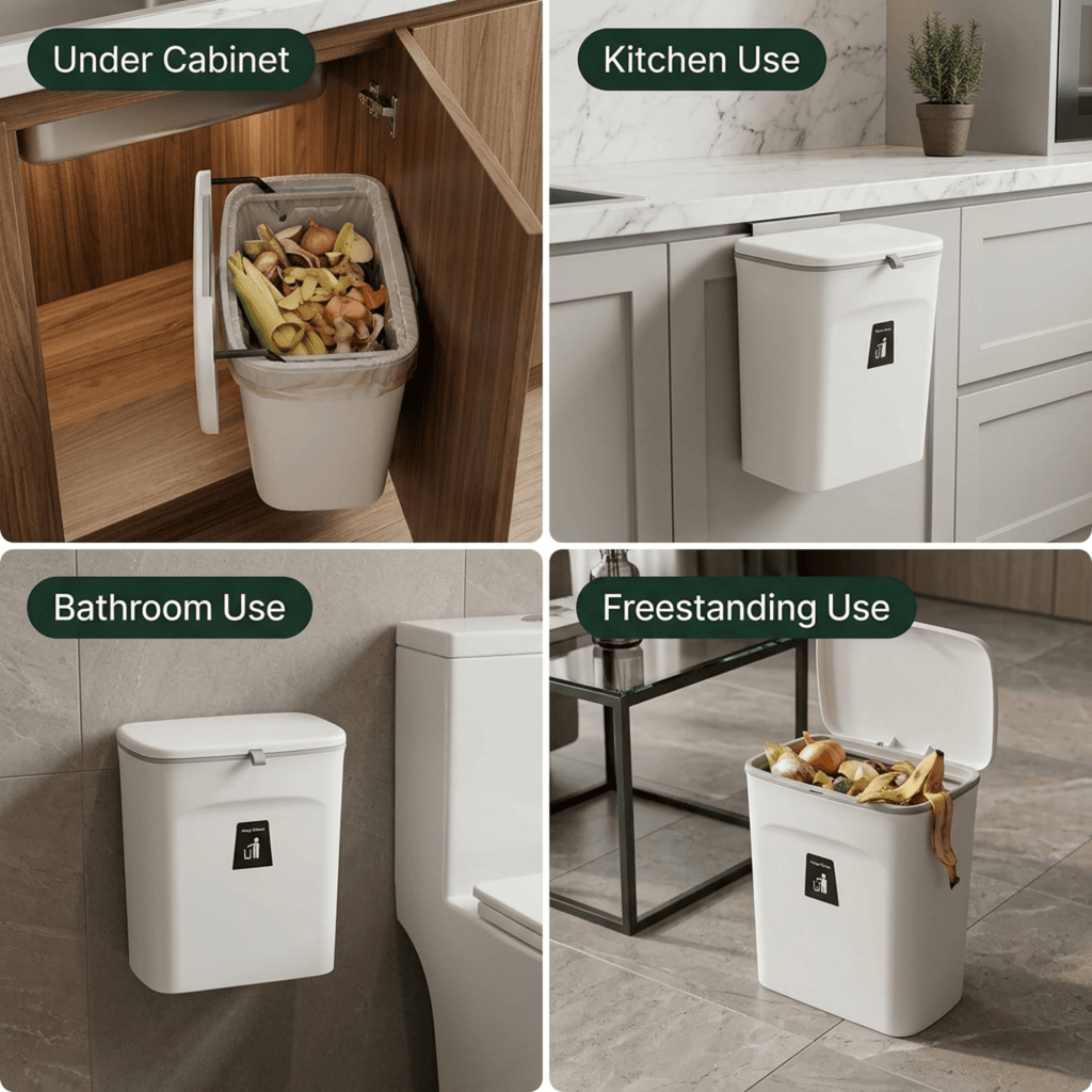 Mountable Kitchen Bin For Indoor Food Scraps And Waste