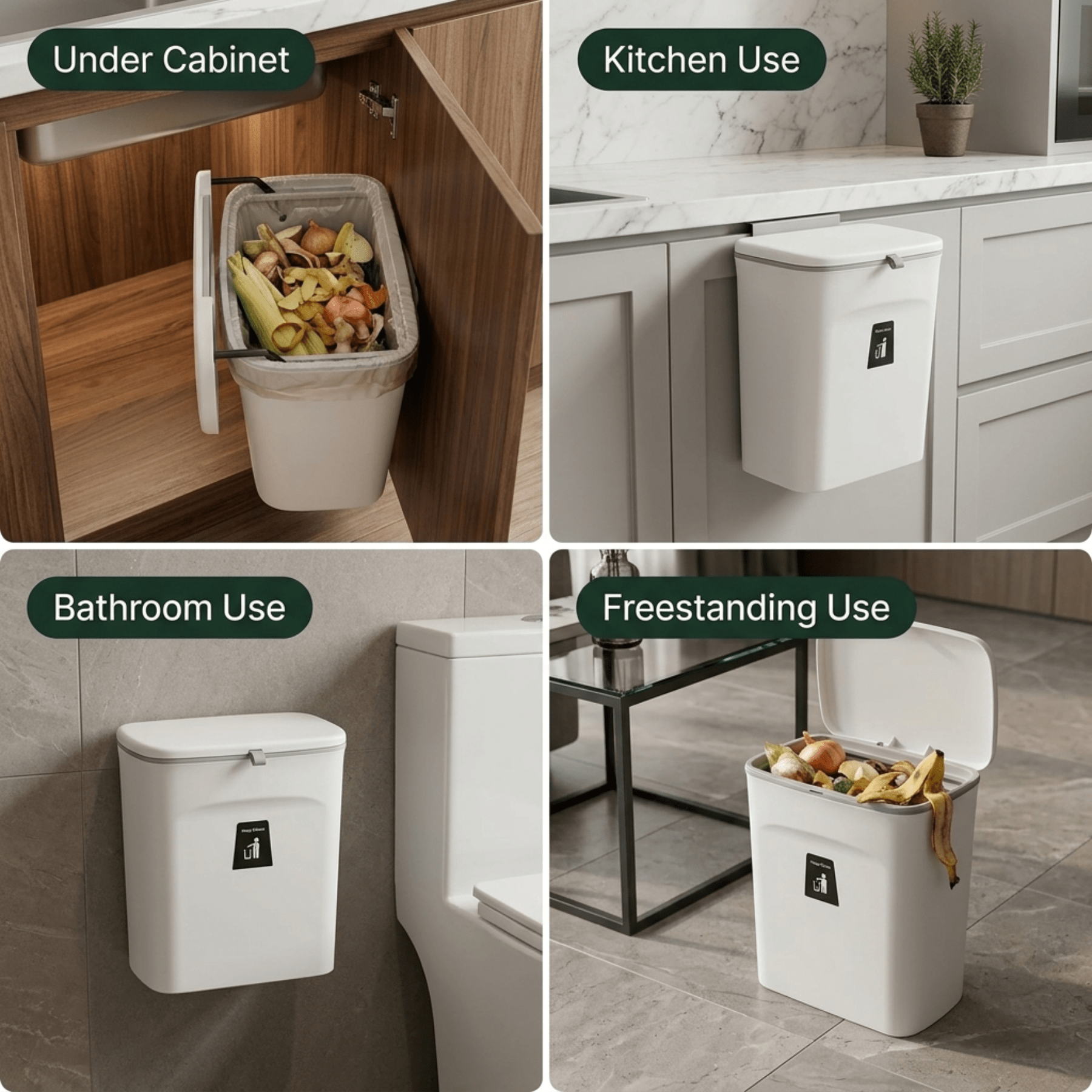 Mountable Kitchen Bin For Indoor Food Scraps And Waste