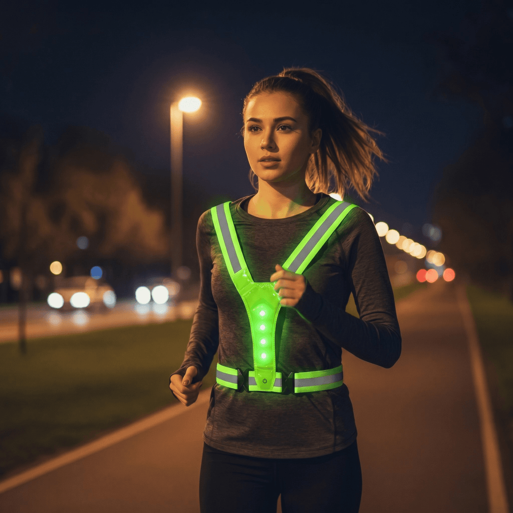 Colete de Corrida LED Compagnien com Faixas Reflectoras e Visibilidade de 360 Graus