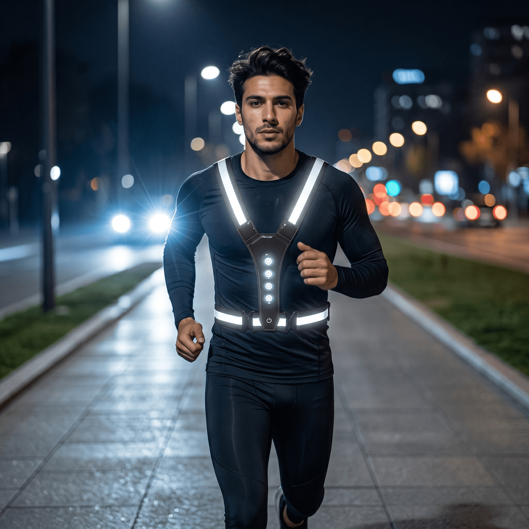 Colete de Corrida LED Compagnien com Faixas Reflectoras e Visibilidade de 360 Graus