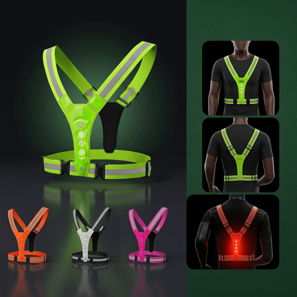Colete de Corrida LED Compagnien com Faixas Reflectoras e Visibilidade de 360 Graus
