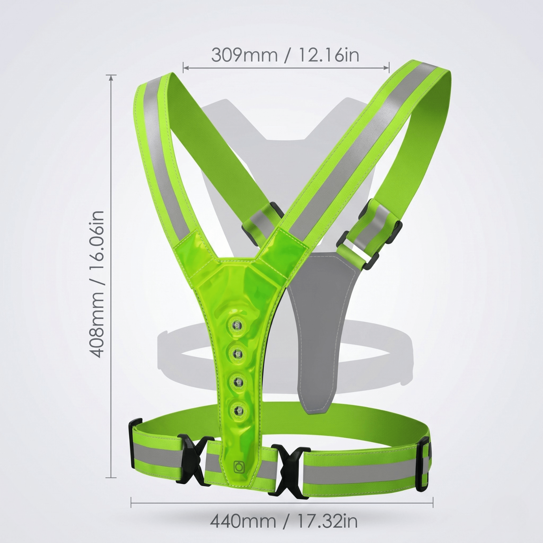 Colete de Corrida LED Compagnien com Faixas Reflectoras e Visibilidade de 360 Graus