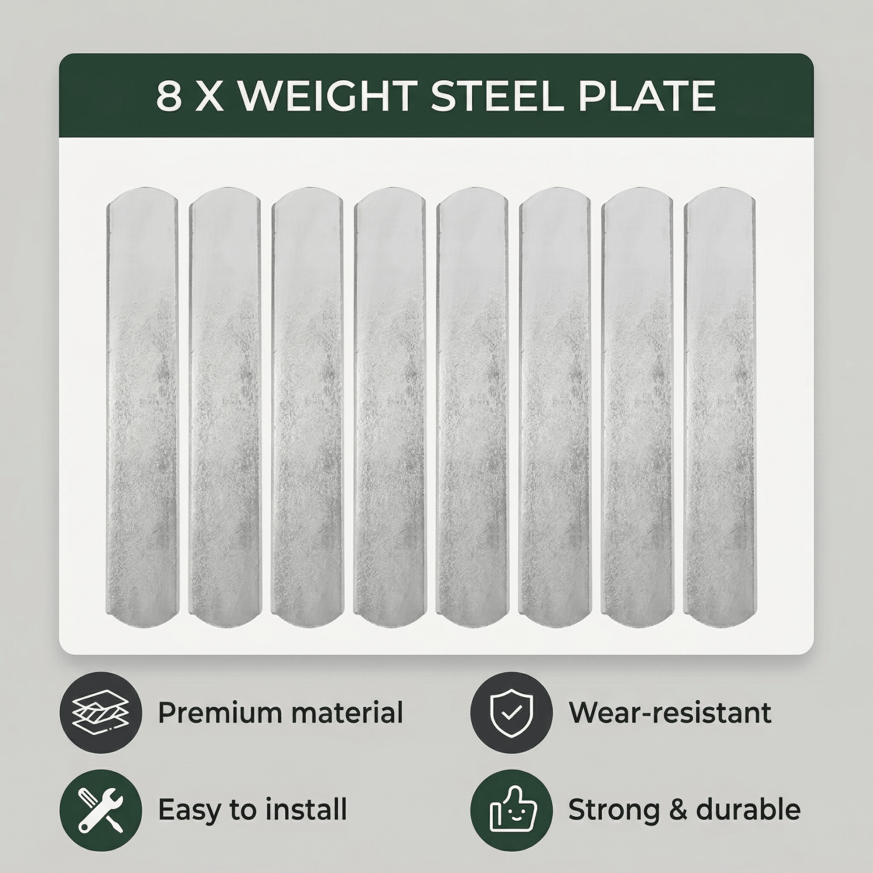 8-Piece Steel Weight Plates For Weighted Vests And Ankle Wraps