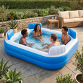 Compagnien Family Sized Inflatable Pool With Cushioned Seats And Cover