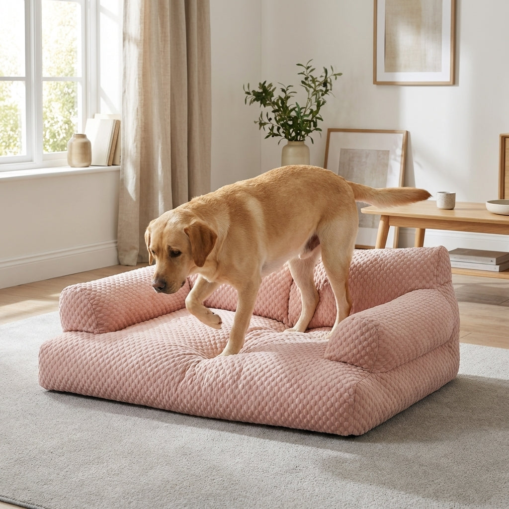 Dog Sofa Bed With Raised Sides And Cooling Ice Silk Fabric M-XXL