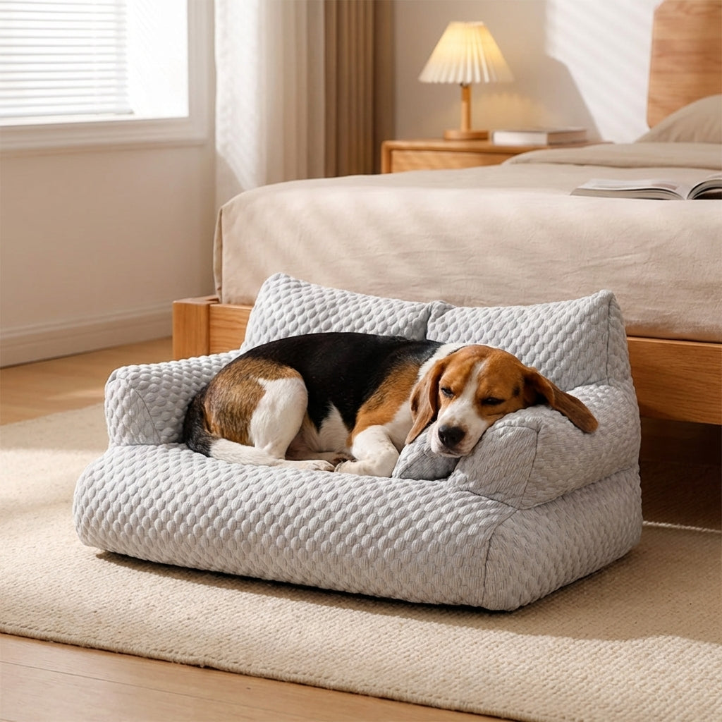 Dog Sofa Bed With Raised Sides And Cooling Ice Silk Fabric M-XXL