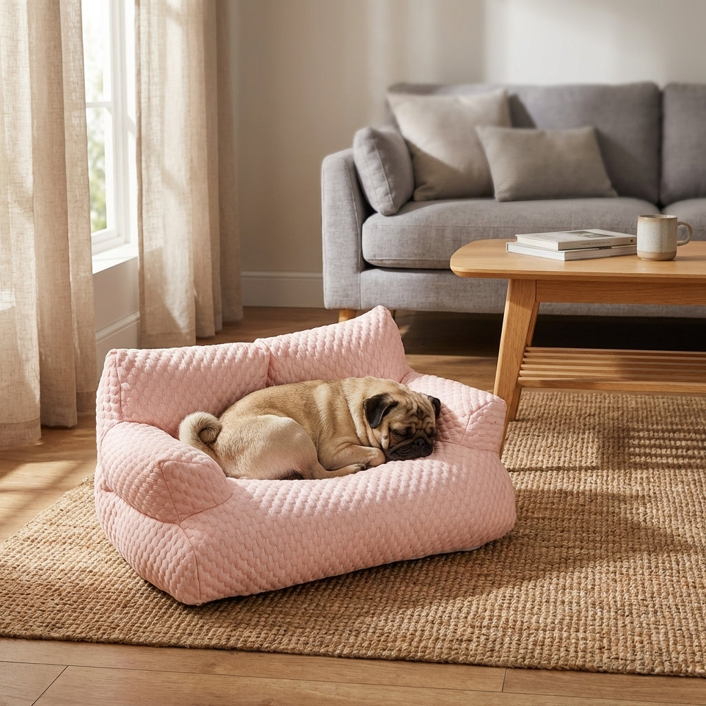 Dog Sofa Bed With Raised Sides And Cooling Ice Silk Fabric M-XXL