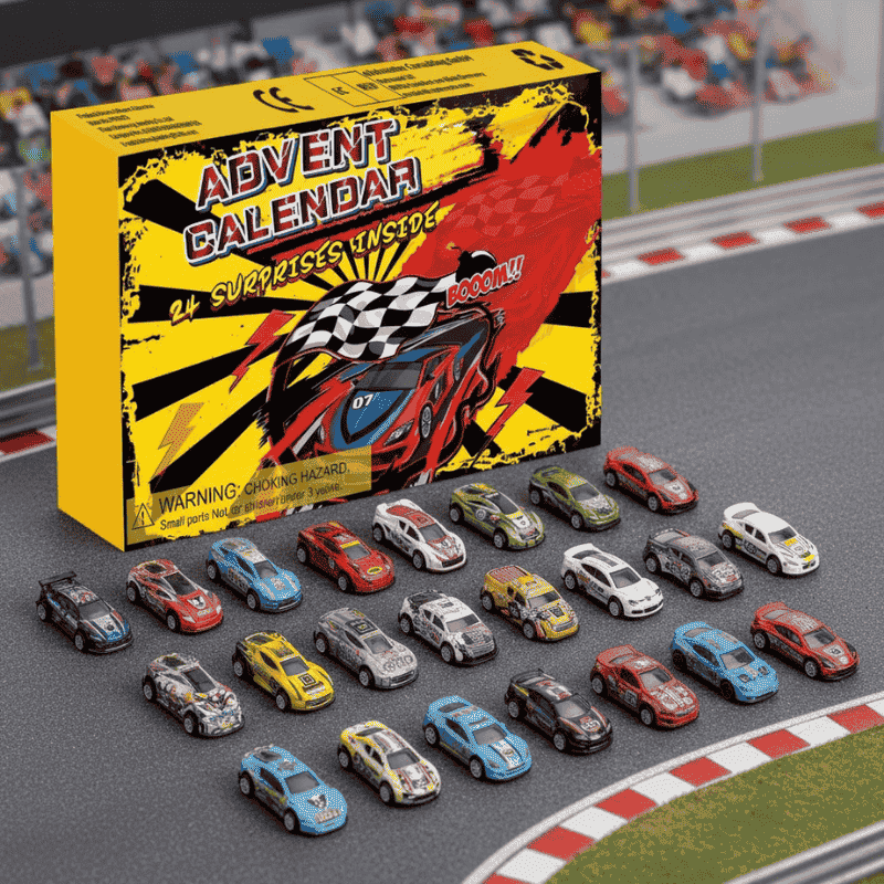 TurboQuest Racingbil Adventskalender: 24 Spennende Daglige Overraskelser for Barn