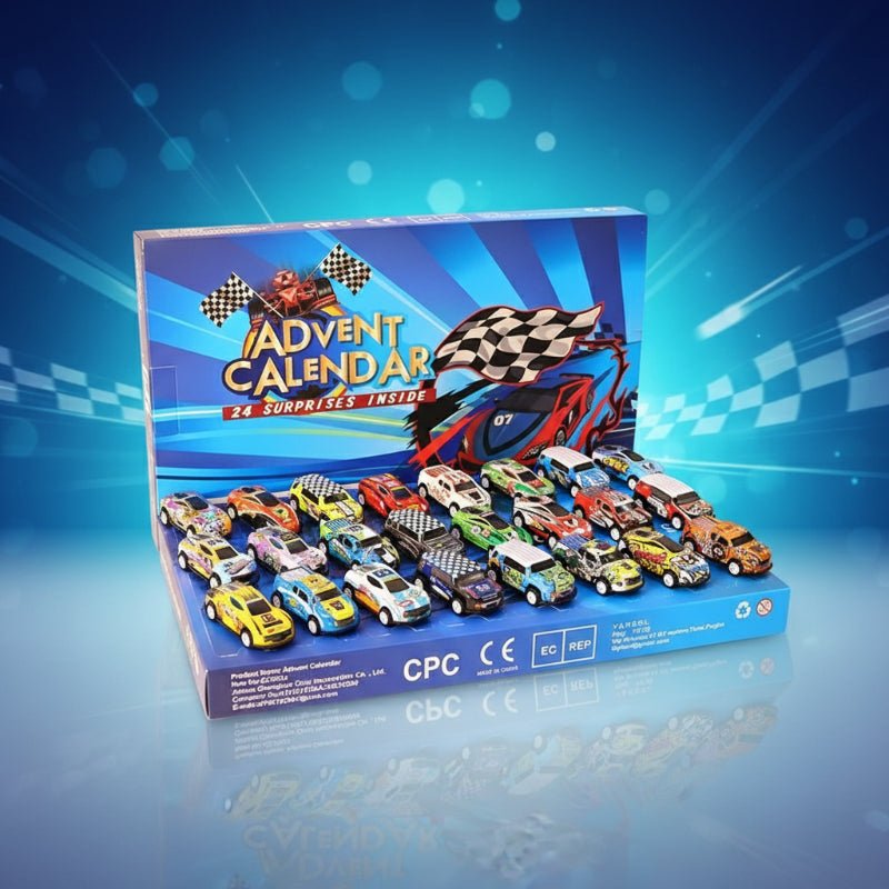 VelocityPlay Countdown Adventskalender mit 24 Mini-Rennwagen für Kinder