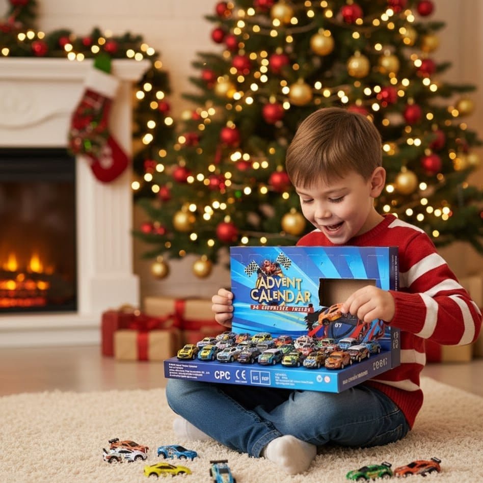 Calendrier de l'Avent VelocityPlay avec 24 mini voitures de course pour enfants