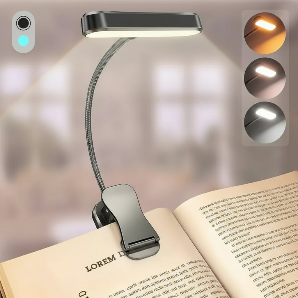 NovaLux rugalmas LED olvasólámpa három színmóddal és USB töltéssel
