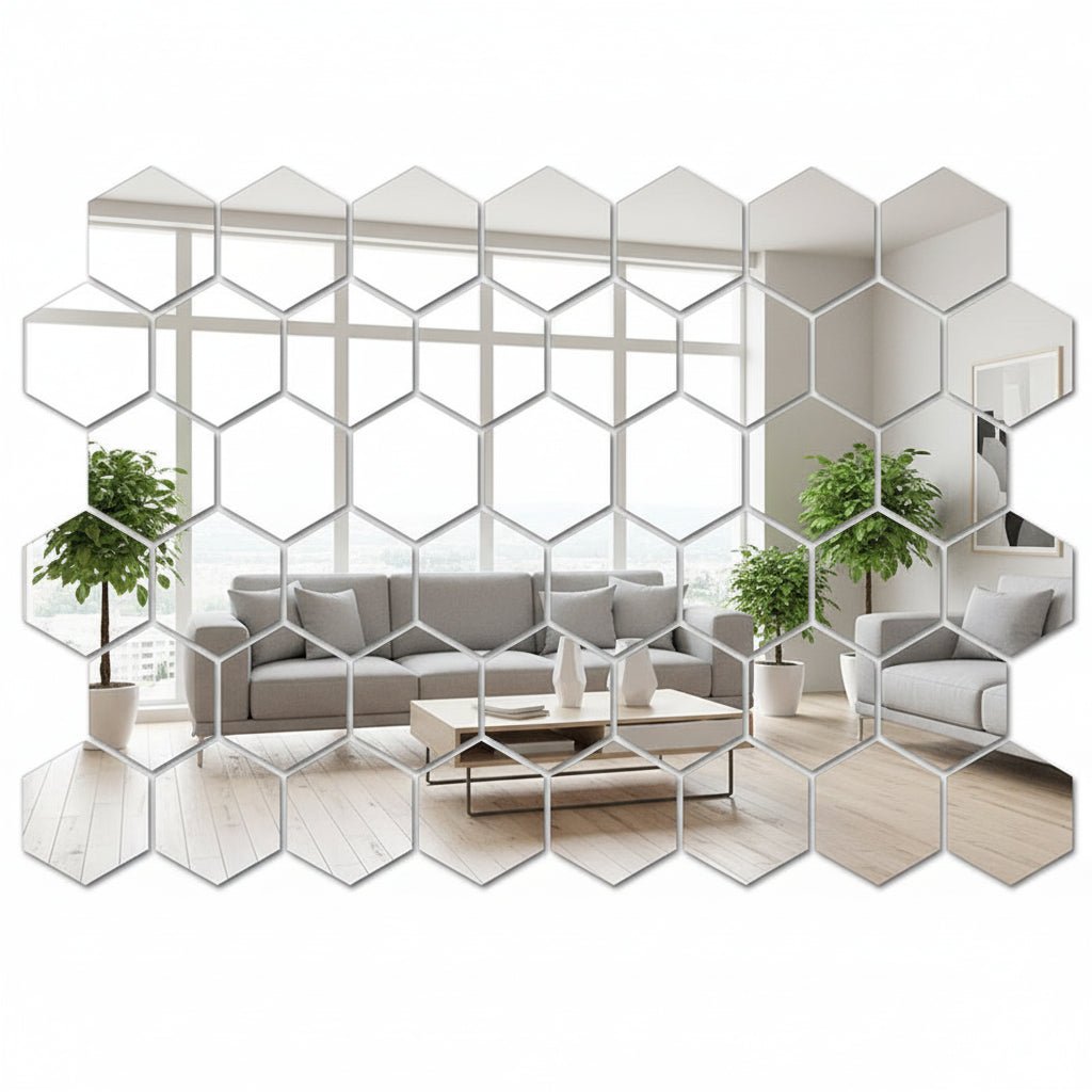 NovaGem Hexagonal Mirror Wall Decals For Bright Modern Interiors