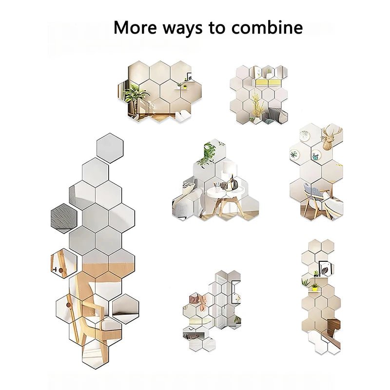NovaGem Hexagonal Mirror Wall Decals For Bright Modern Interiors